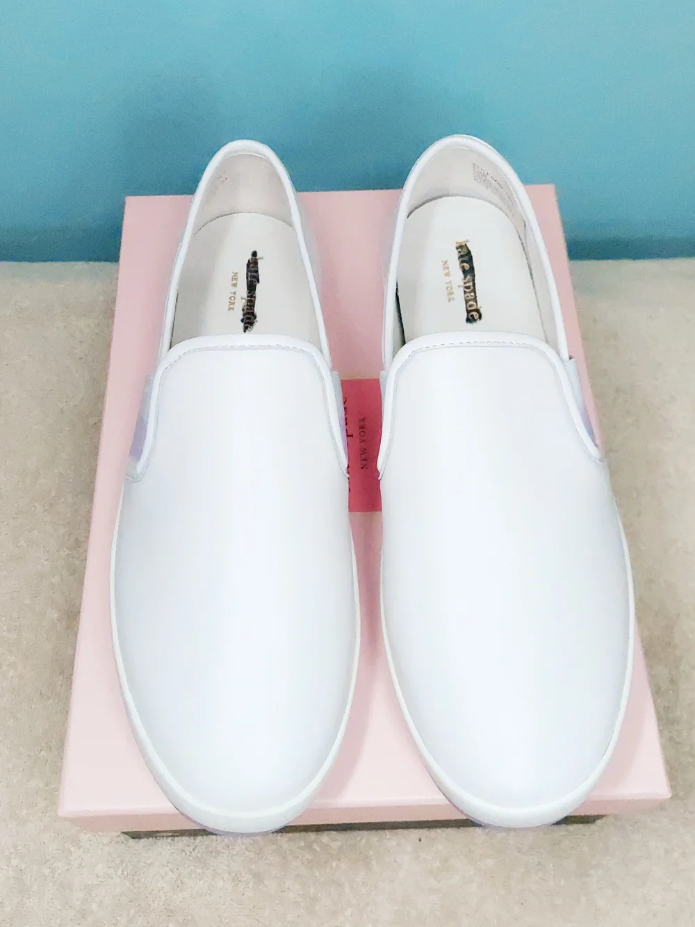 Kate Spade NY White & Lavender Loafer Sneakers Womens Size 9.5 NWT Preppy Office